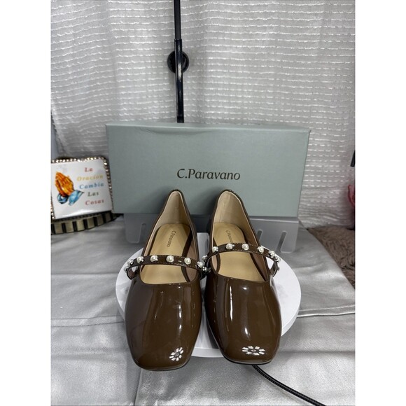 (E) C.Paravano Chocolate Patent Leather Mary Jane Ballet Flats*(Size Various) - Picture 2 of 11